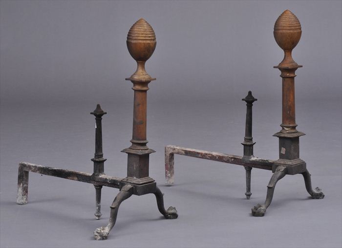 PAIR OF FEDERAL BRASS ANDIRONS Each