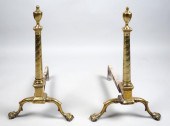 PAIR OF FEDERAL BRASS ANDIRONS