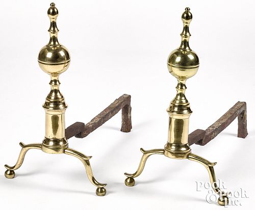 PAIR OF FEDERAL BRASS ANDIRONS, CA.