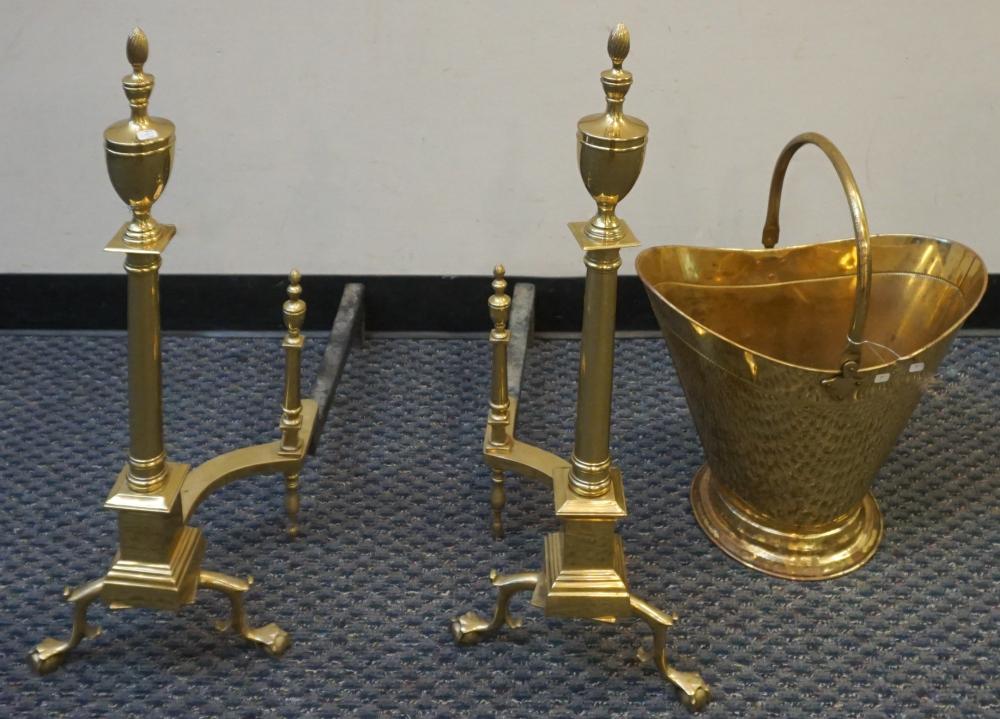 PAIR OF FEDERAL BRASS ANDIRONS