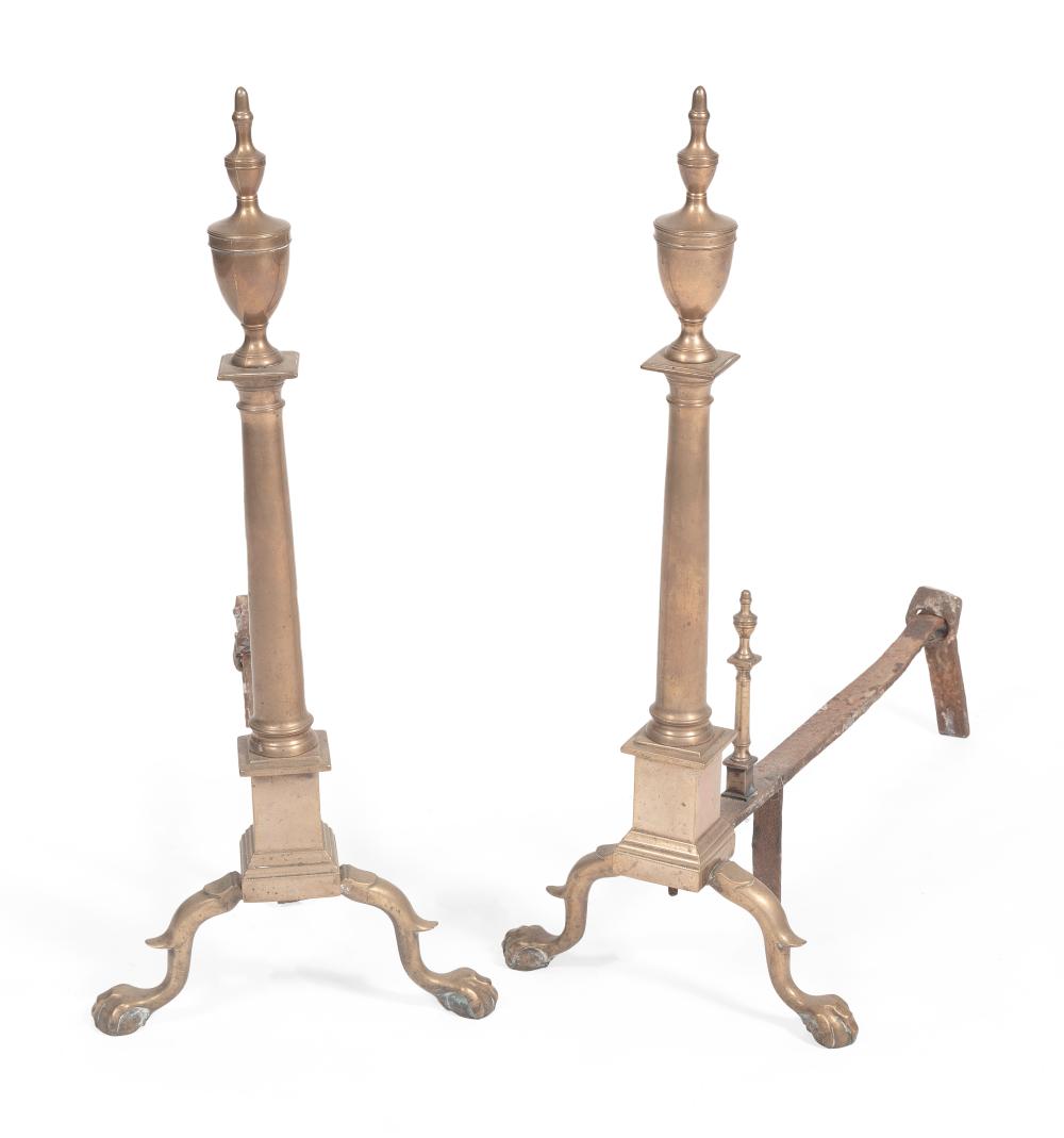 PAIR OF FEDERAL BRASS ANDIRONS