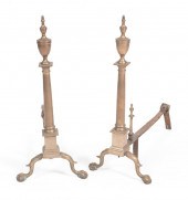 PAIR OF FEDERAL BRASS ANDIRONS