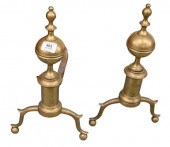 PAIR OF FEDERAL BRASS ANDIRONS