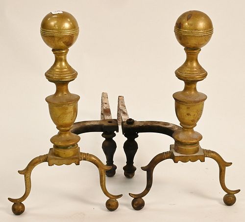 PAIR OF FEDERAL BRASS ANDIRONS