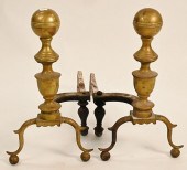PAIR OF FEDERAL BRASS ANDIRONS