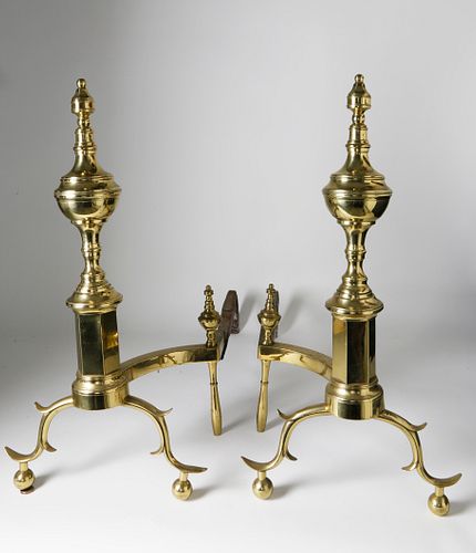 PAIR OF FEDERAL BRASS BALL TOP