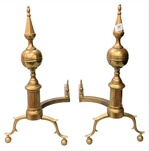 PAIR OF FEDERAL BRASS STEEPLE TOP