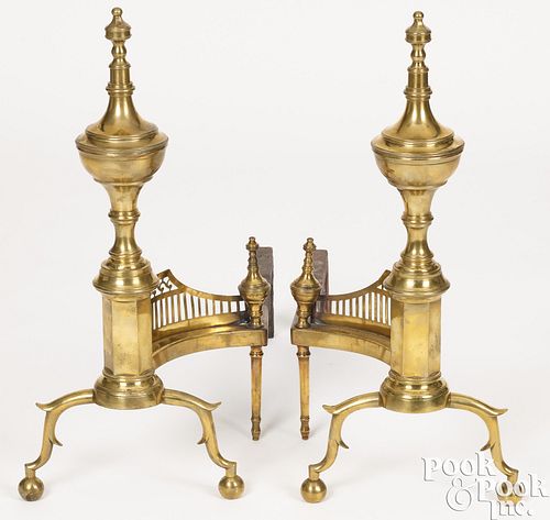 PAIR OF FEDERAL BRASS STEEPLE TOP
