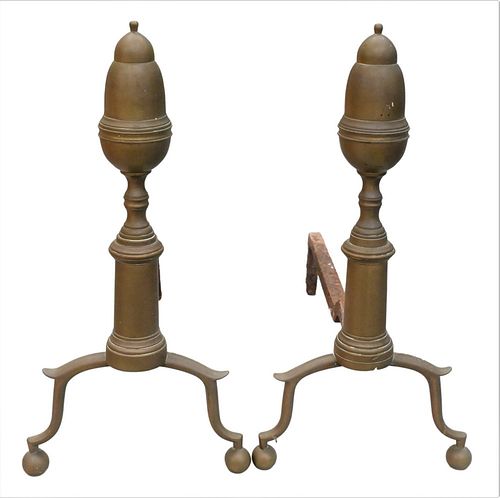 PAIR OF FEDERAL LEMON TOP ANDIRONS,