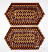 PAIR OF FELT PENNY TABLE RUGS,