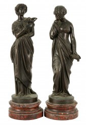 PAIR OF FEMALE FIGURAL BRONZES