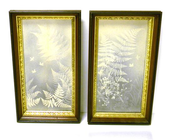 Pair of fern prints with birds in