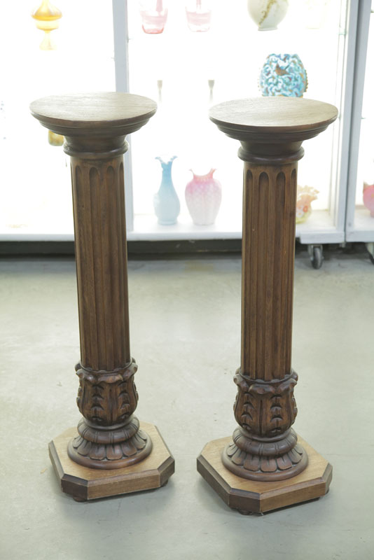 PAIR OF FERN STANDS. Round tops 