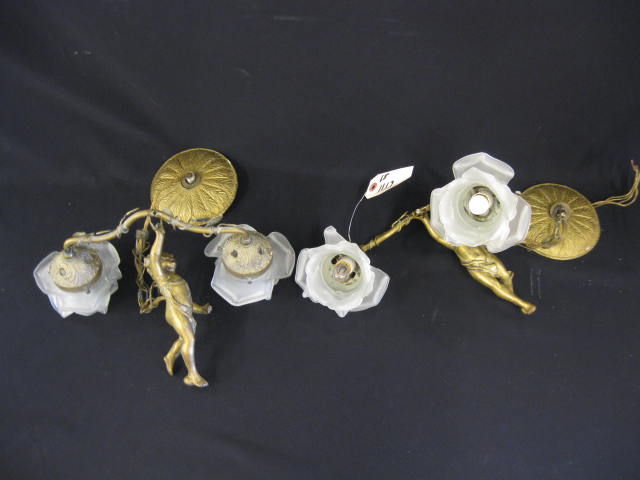 Pair of Figural Brass Cherub