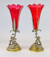PAIR OF FIGURAL BRONZE EPERGNE