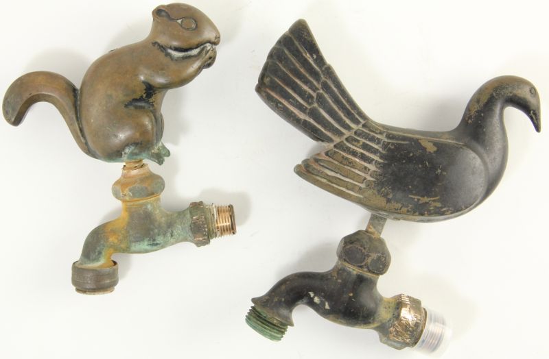 Pair of Figural Bronze Faucet