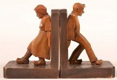 PAIR OF FIGURAL CARVED WOOD BO