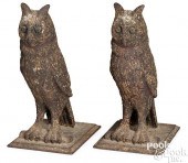 PAIR OF FIGURAL CAST IRON OWL