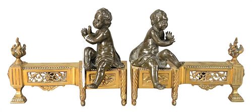 PAIR OF FIGURAL CHENETS, EACH
