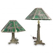 PAIR OF FIGURAL DEER SLAG GLAS