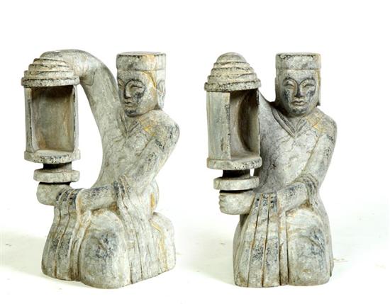 PAIR OF FIGURAL GARDEN LANTERNS. 