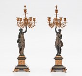 PAIR OF FIGURAL GILT & SILVERE