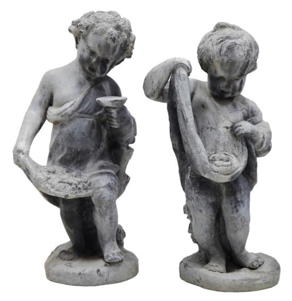 PAIR OF FIGURAL LEAD SCULPTURES