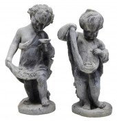 PAIR OF FIGURAL LEAD SCULPTURE