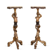 PAIR OF FIGURAL PUTTI WALNUT P