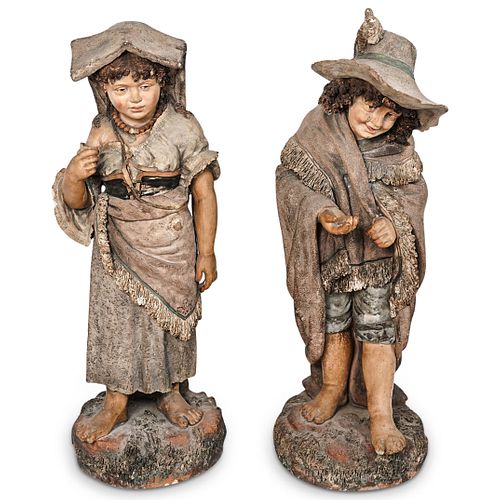 PAIR OF FIGURAL TERRACOTTA