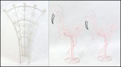 PAIR OF FLAMINGO FORM WIRE PLA
