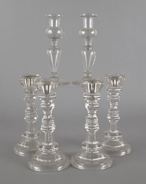 Pair of flint glass candlesticks