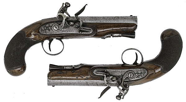 Pair of Flintlock Pocket Pistols by