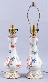 PAIR OF FLORAL DECORATED CERAM
