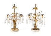 PAIR OF FLORAL GILT THREE ARM