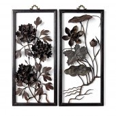 PAIR OF 'FLORAL' IRON PAINTING