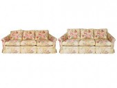 PAIR OF FLORAL PRINT UPHOLSTER