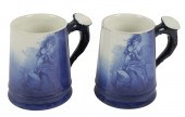 PAIR OF FLOW BLUE ALE MUGSPair