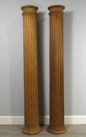 PAIR OF FLUTED OAK COLUMNSA large