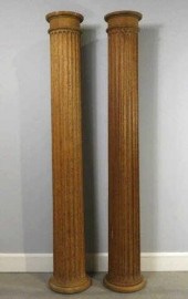 PAIR OF FLUTED OAK COLUMNSA la