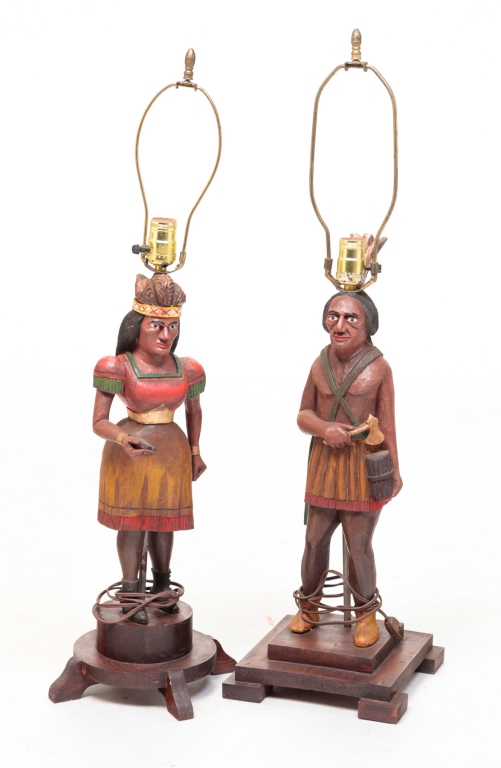 PAIR OF FOLK ART LAMPS BY WALTER