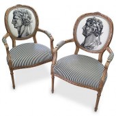 PAIR OF FORNASETTI STYLE CHAIR