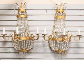 PAIR OF FOUR LIGHT BRASS AND C