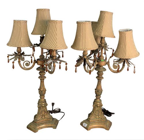 PAIR OF FOUR LIGHT CANDELABRA TABLE