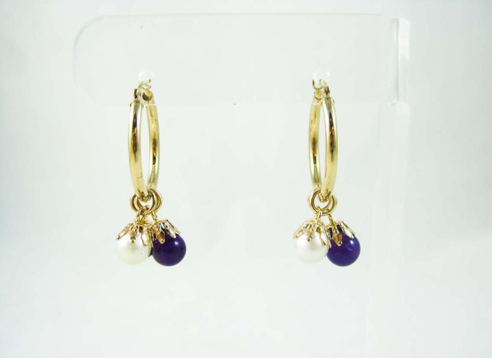 PAIR OF FOURTEEN KARAT GOLD HOOP
