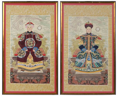 PAIR OF FRAMED CHINESE ANCESTOR