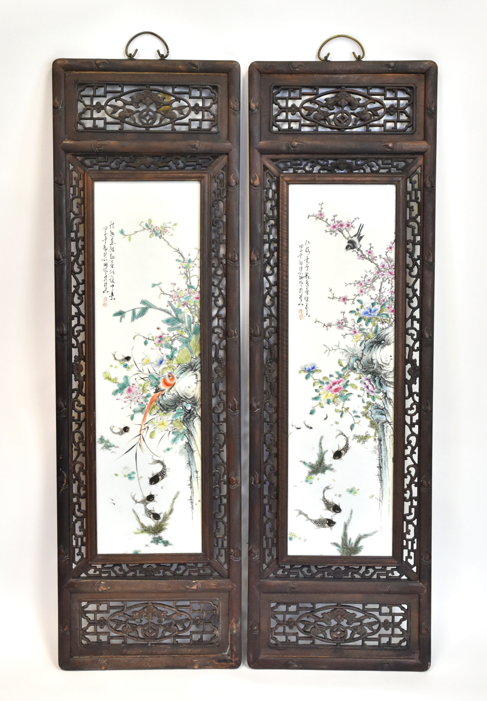PAIR OF FRAMED CHINESE FAMILLE ROSE