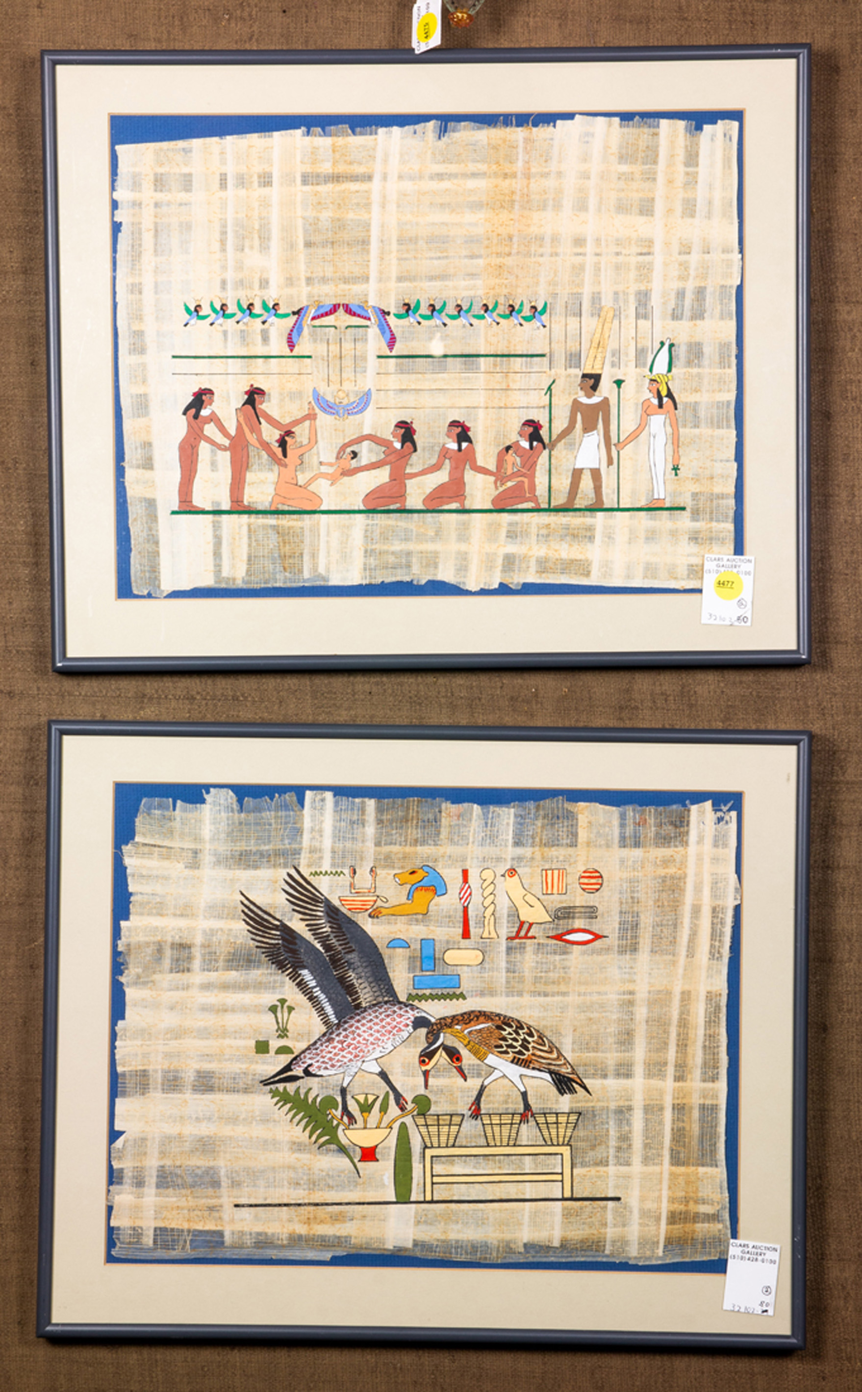 PAIR OF FRAMED EGYPTIAN HANDPAINTED