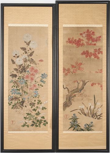 PAIR OF FRAMED JAPANESE SCROLL