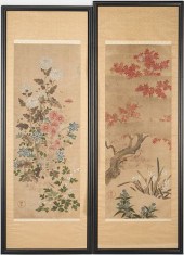 PAIR OF FRAMED JAPANESE SCROLL